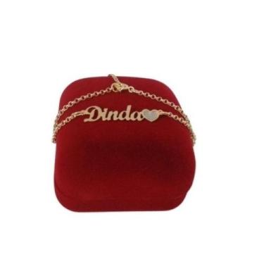 Imagem de Pulseira Dinda com coração Folheada a Ouro 18k - GABBY LUXO JOIAS E SE
