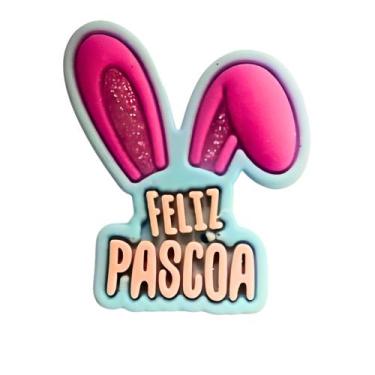 Imagem de Kit 10 Peças aplique Emborrachado Orelha Coelho Feliz Páscoa - RAE, Az