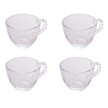 Imagem de Conjunto Xícaras Sem Pires De Cristal Bolinha 80ml Café Chá - Wolff