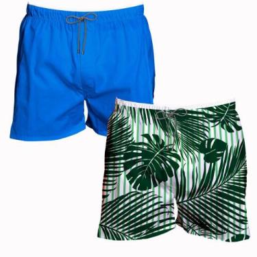 Imagem de Kit 2 Shorts Tectel Masculino Liso Florido Piscina Academia - Bueno St