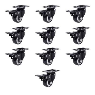 Imagem de Kit Rodinhas com Rodízios Giratórios e Rolamento com Freio e sem Freio