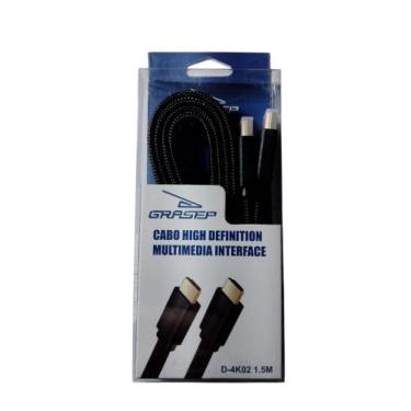 Imagem de Cabo HDMI 1.5 Metros em Malha 2.0 HD 4K GRASEP - D-4K02 1.5M