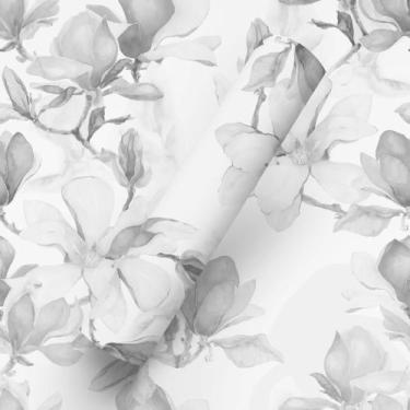 Imagem de Papel de Parede Adesivo Tema Floral Preto E Branco Sala Quarto - BAZAR