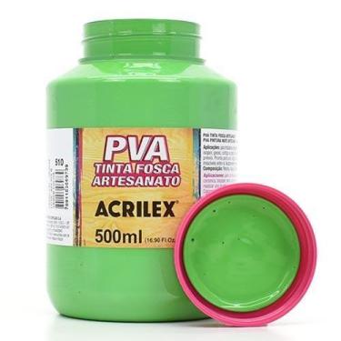 Imagem de Tinta PVA Fosca para Artesanato 500ml - Acrilex, 510 - VERDE FOLHA