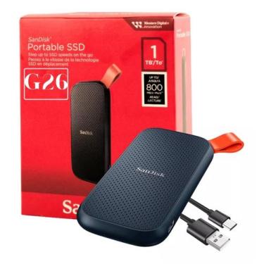 Imagem de SSD Externo Portátil Sandisk, 1 TB, USB, Leitura 800MB/s, Preto e Lara
