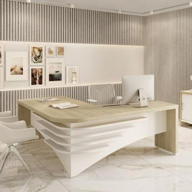 Imagem de Mesa tamburato diretor ii le - carvalho/branco 6208 - Artany