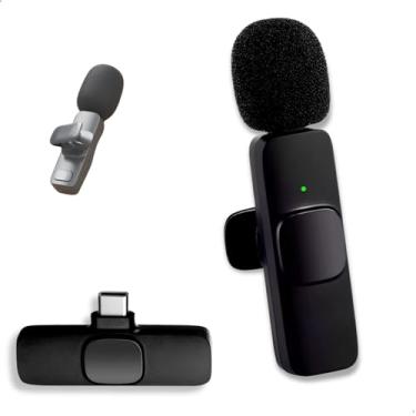 Imagem de Microfone de Lapela Sem Fio, Omnidirecional, Receptor USB Tipo C, Longo Alcance, Redução de Ruídos