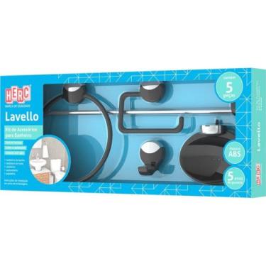 Imagem de Acessorio Wc Herc Lavello Kit Com 5 Pecas Preto/Cromado 4092
