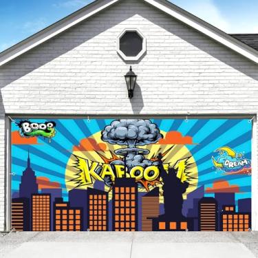 Imagem de Desenhos animados Super Cidade Garagem Porta Banner Decorações Pano de Fundo 2,1 x 5,9 m Cenário Noturno Urbano Super-herói Boom Cidade Construção Garagem Porta Fundo Casamento Chá de Bebê Decorações