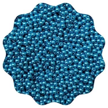 Imagem de 100g Miçanga Pérola 4mm Abs ou Leitosa Aprox 3800un Missanga Artesanato (Tradcional - Azul Turquesa)