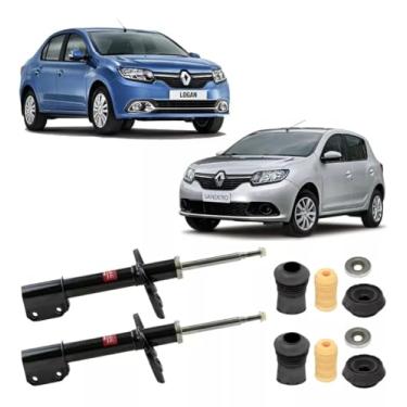 Imagem de PAR AMORTECEDOR DIANTEIRO E PAR KITS BATENTE COIFA E COXIM LOGAN SANDERO 1.6 2014 A 2020
