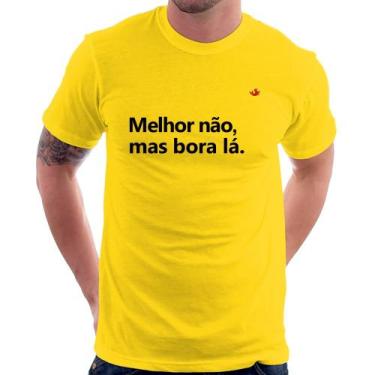 Imagem de Camiseta Melhor não, mas bora lá - Foca na Moda, Amarelo, GGG