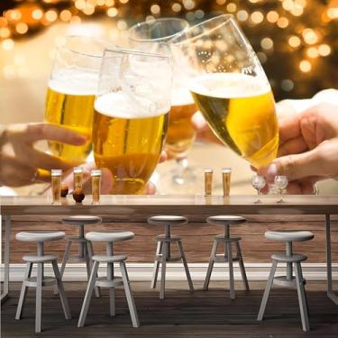 Imagem de Lcythiazole Mural de papel de parede Friends Toasting Beer Togething, tema de cerveja, para cafés, restaurantes, bares, salas de estar, papel de parede mural de cerveja personalizável
