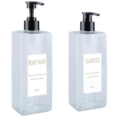 Imagem de DEROANBOTT Dispensador de xampu e condicionador (conjunto de 2 frascos de 500 ml) modernos recarregáveis para sabonete de banho - Conjunto de dispensador de sabonete líquido vazio para banheiro