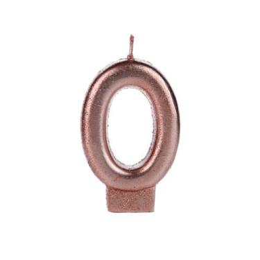 Imagem de Vela Aniversário Cintilante Glitter Rosé Gold Número 0 - Silverfestas