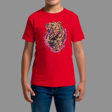 Imagem de Camisetas Infatil 100% Algodão Casual Moda De Rua Gola Redonda Urso Ru