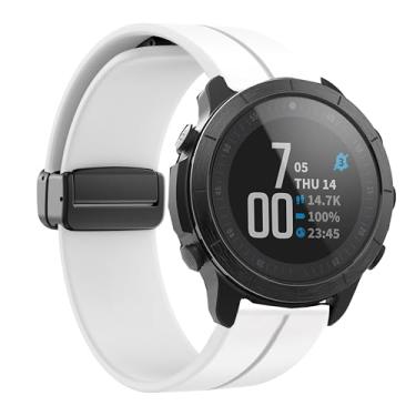 Imagem de Lamshaw Pulseira esportiva com fivela magnética de silicone macio compatível com Wahoo ELEMNT Rival Smartwatch (1, branco)
