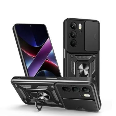 Imagem de Capa compatível com Realme 14x 5G, compatível com Realme C75 4G, com capa de lente de câmera deslizante compatível com Realme V60 Pro 5G RMX3953 capa preta