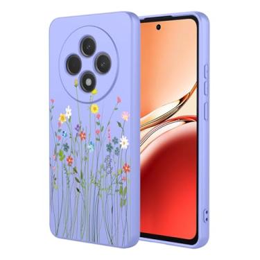 Imagem de HTXWXJC Capa de telefone para Oppo Reno12 F, capa Oppo Reno12 FS à prova de choque flexível amortecedor TPU capa macia padrão flor capa de telefone para Oppo Reno12 F flor roxa