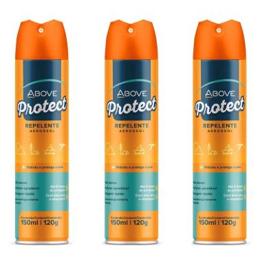 Imagem de Kit 3 Repelente Spray Protect Above Secagem Rápida 150Ml