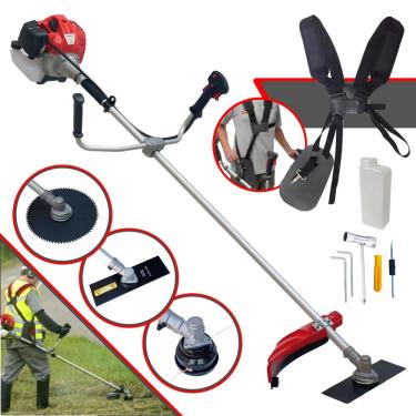 Imagem de Roçadeira Profissional Anmax CG520P tb à Gasolina 52cc 2,2HP 10.000rpm Motor 2T Multifuncional Robusta e Resistente Cortador de Grama Com Carretel de