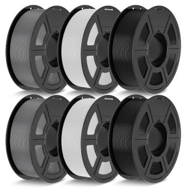 Imagem de JAYO Pacote de filamento PETG de 1,75 mm 6,6 kg, filamento de impressora 3D PETG de forte resistência, serve para a maioria das impressoras 3D FDM (preto, preto, branco, branco, cinza, cinza)