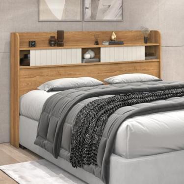 Imagem de Cabeceira Dubai Queen em MDF para Decoração e Armazenamento Inteligente - Bege
