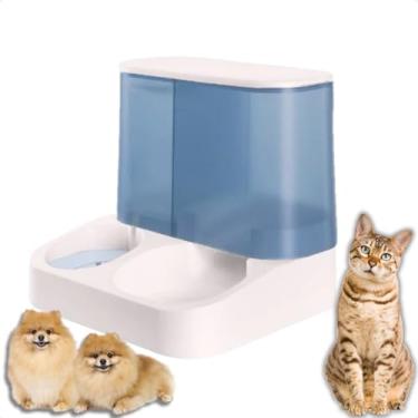 Imagem de Bebedouro Automático para Pets com Alimentador 2 em 1 Cães e Gatos Ração e Água no Mesmo Lugar (Azul)
