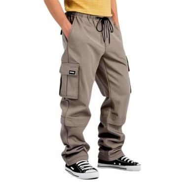 Imagem de Calças Cargo Jogger Skatista Feminina E Masculina C/ Elástico De Alta 