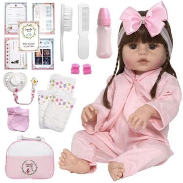 Imagem de Bebe Reborn Menina Julia 46cm Bolsa Maternidade 20 Itens - Cegonha Reb
