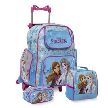 Imagem de Kit Mochila Infantil Feminina Frozen Com Rodinhas Chenson