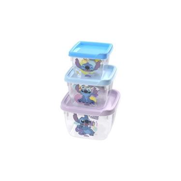 Imagem de Kit 3 Potes Conjunto Infantil Lanches Papinha Plasutil, Stitch