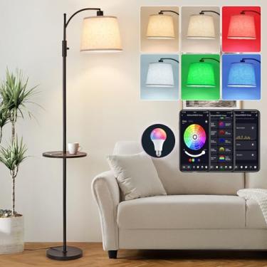 Imagem de AIDENOEY Luminária De Chão Inteligente Com Mesa Lateral, Ajuste De Intensidade Contínuo, Rgb Multicolorido, Cabeça Giratória Ajustável, Controle De Voz Com Alexa E Google Assistente | Luminária Pre