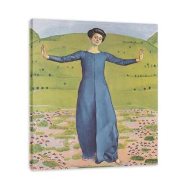 Imagem de NHLDZYH Moldura interna. Impressões famosas em tela, reprodução de quadros, quadro de arte de parede em tela para casa. (Canção de Far Away) de Ferdinand Hodler. 80x96cm