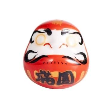 Imagem de Ímã de geladeira de cerâmica Daruma estilo japonês - Ímã de pingente da sorte (poderoso magnético e base antiderrapante e resistente ao calor) Decoração de casa Zen/Presente de inauguração de casa