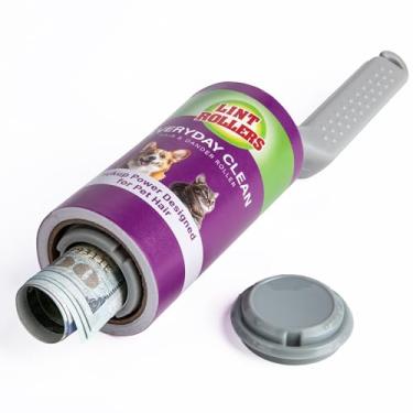 Imagem de Meejune Rolo de fiapos com compartimento de armazenamento oculto - Seguro para desvios para chaves, dinheiro e joias - Cofre secreto portátil para uso doméstico e em viagens - roxo