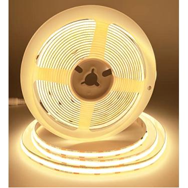 Imagem de PISIN Fita De Led Cob 12V, Branca Quente, 3000K, Ip20, Emissora De Luz Uniforme, 480 Leds/M, 16,4 Pés/5 M, Cri90, Flexível, Pode Ser Cortada, Para Gabinete, Projetos De Iluminação Doméstica Faça Vo