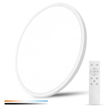 Imagem de FY WISDOM FLY LIGHTING Luminária De Teto Embutida Led Grande De 20 Polegadas Com Controle Remoto, 40 W, 4350 Lm, 3000 K-6000 K Selecionável, Painel Plano Redondo Branco, Luminária De Teto De Perfil