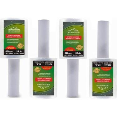 Imagem de Pacote com 4 minivestido industrial transparente filme de stretch 80 calibre 13 cm 304 m para embalagem de palete, embalagem durável autoaderente, movimento, embalagem, filme retrátil resistente Chuangseed