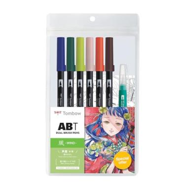 Imagem de Tombow 72562 Marcadores artísticos de caneta com pincel duplo, ilustração de mangá, pacote com 6