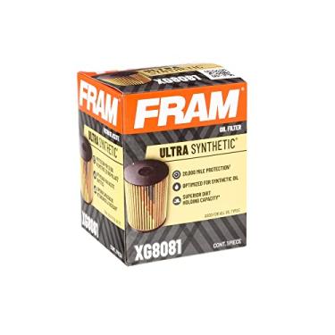 Imagem de FRAM Filtro de óleo automotivo de substituição ultra sintético, projetado para mudanças de óleo sintético que duram até 20 mil milhas, XG8081 com SureGrip (pacote com 1)