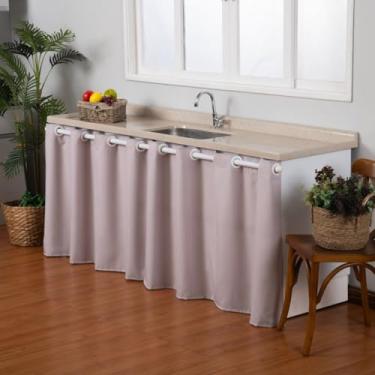 Imagem de Cortina de Pia Tecido Grosso 2,80m x 80cm Liso Oxford Acabamento com Bainha Barato (LILÁS)