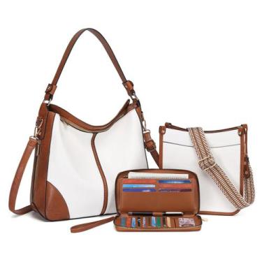 Imagem de Conjunto de bolsas BAVERGE para mulheres, couro grande, 3 peças e cart