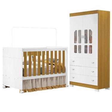 Imagem de Berço Americano e Guarda Roupa Infantil Katatau Branco Acetinado Savan
