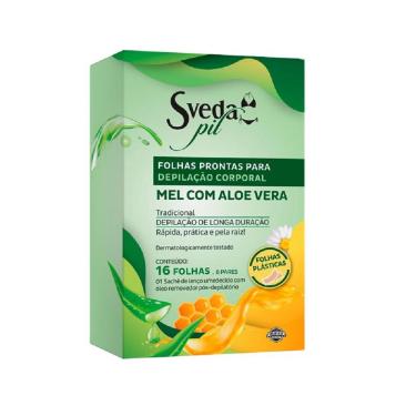 Imagem de Folhas Depilatórias Sveda Pil Corporal Mel e Aloe Vera 16 Unidades