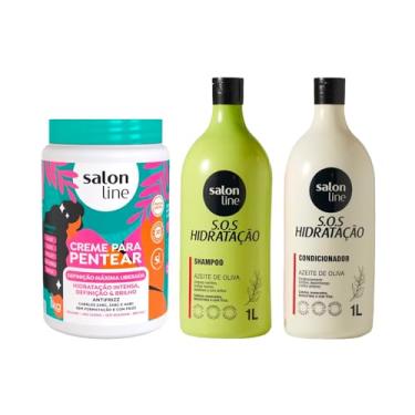 Imagem de Salon Line, Kit Shampoo e Condicionador, S.O.S Hidratação, Creme para Pentear, Definição Máxima, Vegano - Para Cabelos Ondulados, Cacheados e Crespos, 3 Unidades