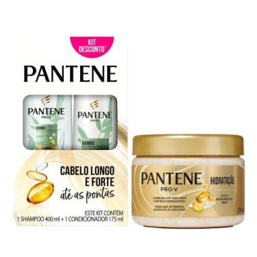 Imagem de Kit Pantene Bambu Shampoo 400ml + Condicionador 175ml + Máscara Capila