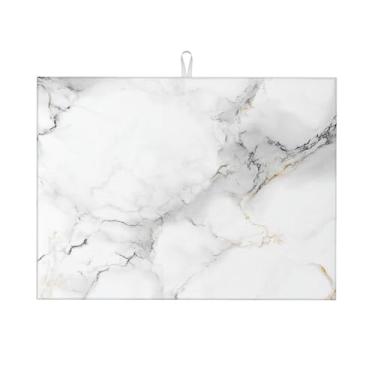 Imagem de SUPLUCHOM Tapete Absorvente Para Escorredor De Louças, Cozinha, Mármore Branco, Cinza, Microfibra, Grande, 18X24"