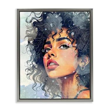 Imagem de Stupell Industries In Her Eyes Portrait Gray Framed Floater Canvas Wall Art Design por Kim Allen, 25 x 31