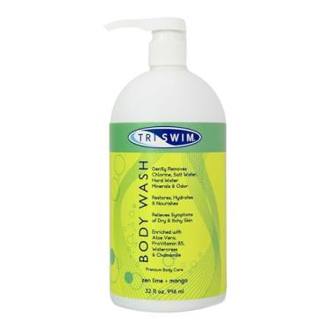 Imagem de TRISWIM Sabonete líquido corporal para remoção de cloro 80 ml | Remove cloro, bromo, minerais de água dura e água salgada | Hidrata e restaura a pele | Perfume de limão zen + manga